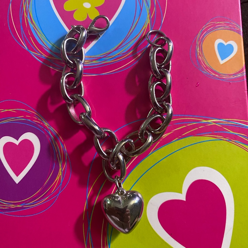 Silver colored Heart Charm Bracelet